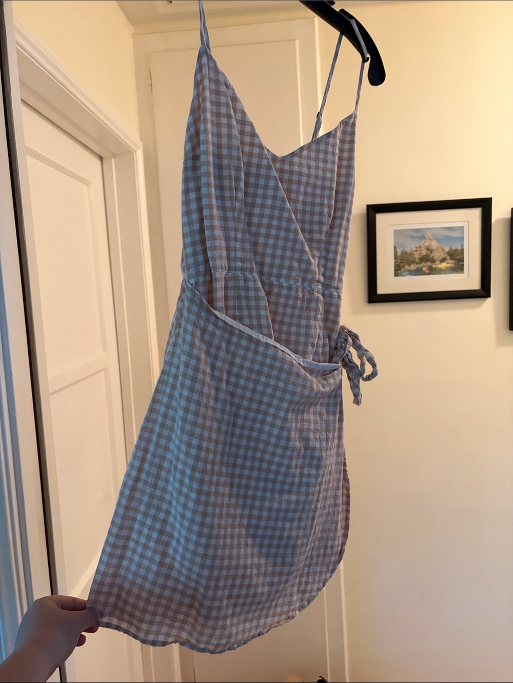 Abercrombie & Fitch tan & White Gingham Spaghetti Strap Dress